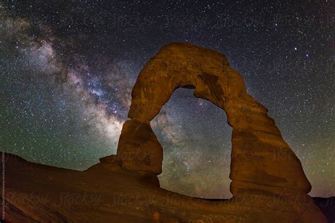 Delicate Arch With Milky Way At Night Arches National Park By