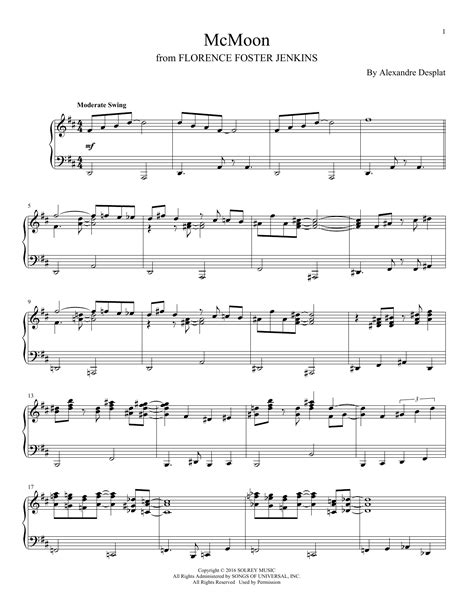 Mcmoon Sheet Music Alexandre Desplat Piano Solo