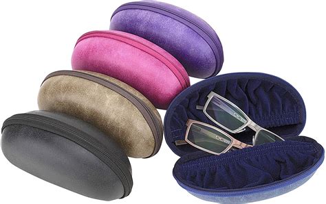 extra large zip up eyeglass case for men and women fits 2 pairs of glasses pink