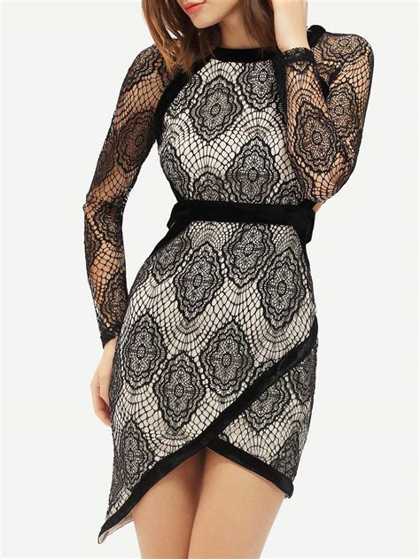 Black Cut Out Lace Asymmetric Dress | SHEIN USA