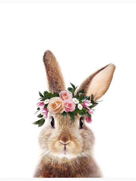 Baby Rabbit With Flower Crown Baby Animals Art Print By Synplus Framed