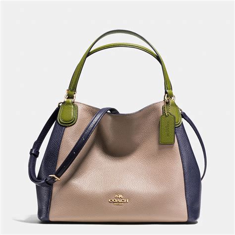 Coach Edie Shoulder Bag 28 In Colorblock Leather In Natural Lyst