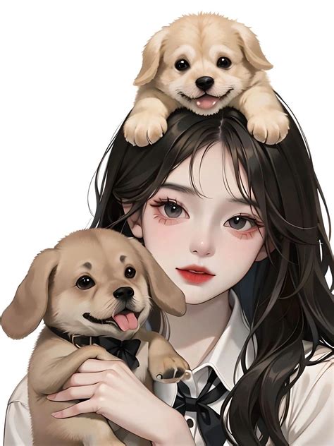 Anime Girl Drawings Girl And Dog Little Monsters Iconic Women Blue