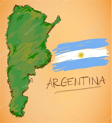 Mapa Da Argentina E Vetor Da Bandeira Nacional Imagem Vetorial De