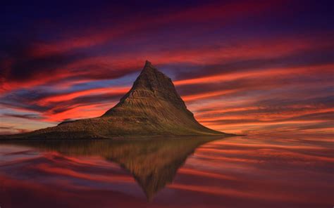 Download Wallpapers Kirkjufell Mount Sunset 4k Icelandic Landmarks