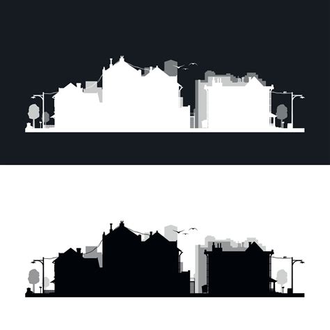 Small City Neighborhood Silhouette Style In Set 26057990 Vector Art At