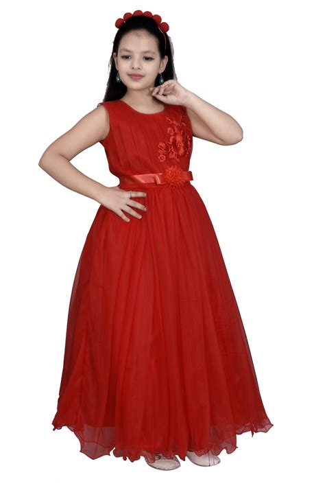 Buy Sky Heights Girls Red Frock Gown Party Wear Dress For Kids Online