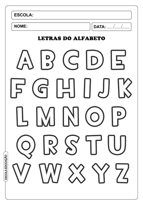 Letras do alfabeto para imprimir Escola Educação em Letras do alfabeto Atividades com