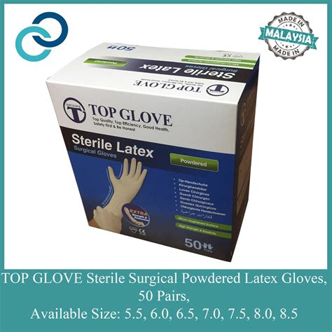 Top Glove Sterile Surgical Latex Glove Powdered Pairs Box Shopee