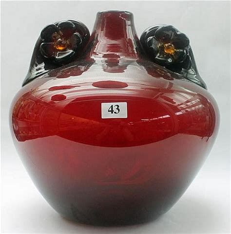 Ruby Murano Vase With Adventurine Inclusions Venetian Murano Glass