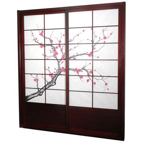 7 Ft Tall Cherry Blossom Shoji Sliding Door Kit Rosewood