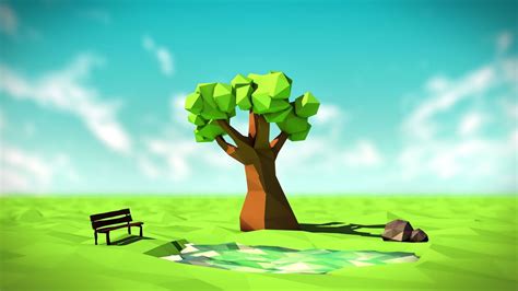 Online Crop Green And Brown Tree Illustration Digital Art Low Poly