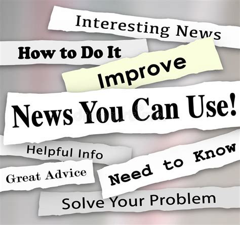News You Can Use Newspaper Headline Articles Helpful Information Stock
