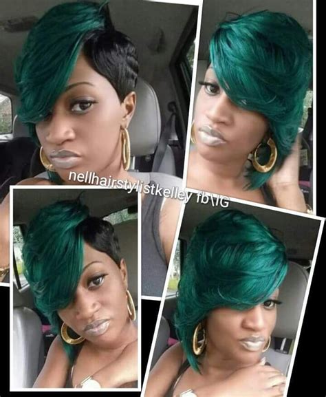 Emerald Green 27 Piece Quickweave Short Hairstyles Black