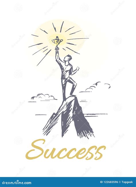 Success Person At Mountain Top Vector Illustration Stock Vector