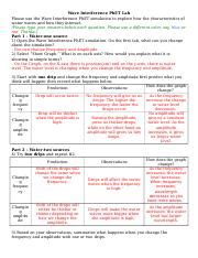 Wave interference physics 202 prof. lab 1.docx - Wave Interference PhET Lab Please use the ...