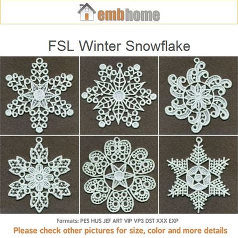 Fsl Winter Snowflake Free Standing Lace Machine Embroidery Etsy