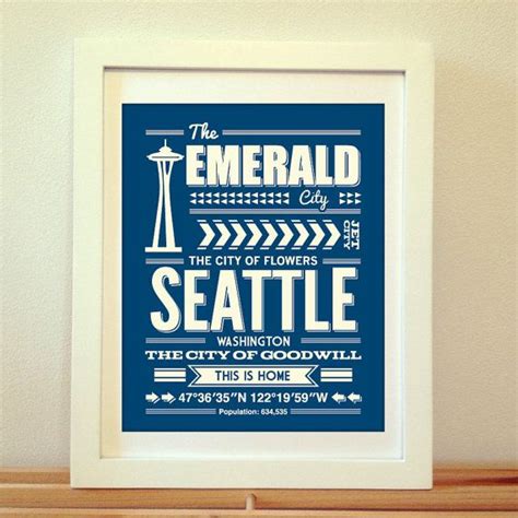 Seattle Seattle Typography Seattle Print Seattle Art Etsy Seattle