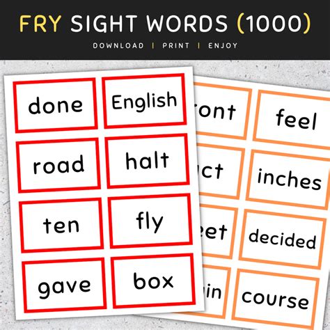 Fry Sight Words Flash Cards 1000 Sight Words Bundle Set 1 Made By