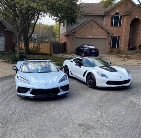 See The C8 Corvette Pictured Alongside Color Matching C7s Carscoops