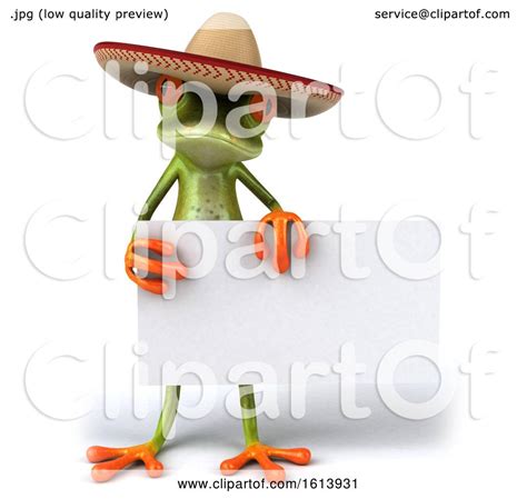 Clipart Of A 3d Green Mexican Frog On A White Background Royalty