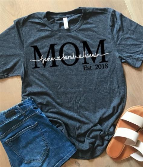 Mom Established Tshirt With Kids Names Mothers Day Etsy Mothers