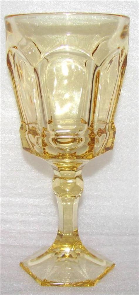 Fostoria Virginia Yellow Glass Water Goblet Stem 2977 Heavy Pressed Fostoria Glass Fostoria