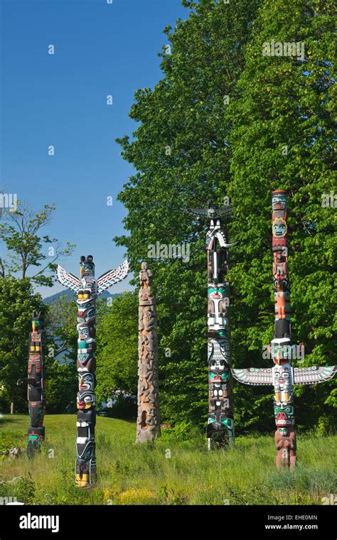 Group Of Totem Poles Totem Park Brockton Point Stanley Park Vancouver