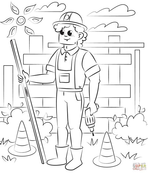Construction Worker Coloring Pages Home Interior Design