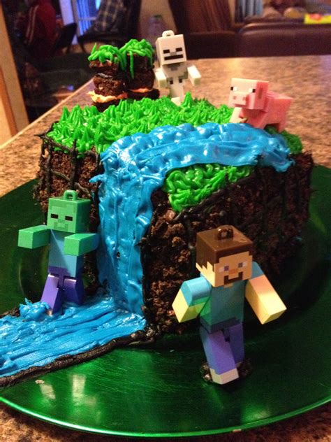 There are lots of hard work to make this cake but you just finish it simply way. Minecraft cake for my 12 year old's Bday party! It is ...