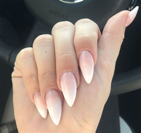 American Ombré Pink And White Stiletto Nails Xqueen0fheartsx White
