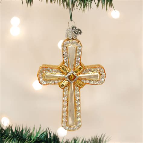 Holy Cross Glass Christmas Ornament