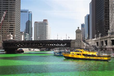 Chicago River Dyed Green In Annual St Patricks Day Tradition