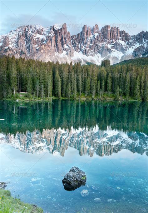 Karersee Lake In The Dolomites In South Tyrol Italy Stock Photo By