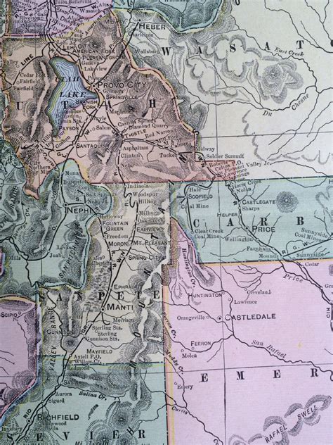 1901 Utah Large Original Antique Map 225 X 145 Inches Home Decor