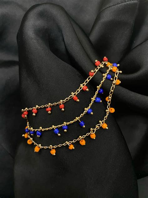Armenian Tricolor Beaded Gold Plated Bracelet Etsy