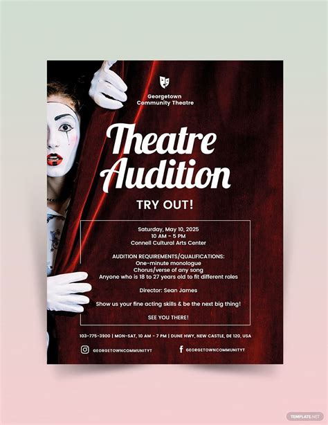 theatre audition flyer template [free ] illustrator word apple pages psd publisher