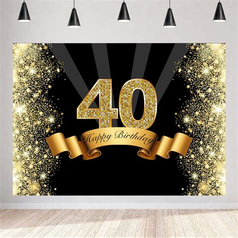Buy Happy 40th Birthday Backdrop 7x5ft Gold And Black 40th Birthday