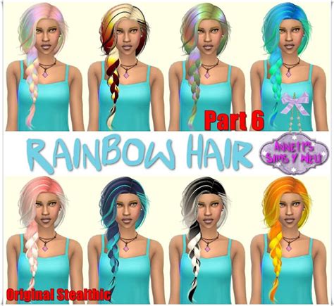 Annett`s Sims 4 Welt Rainbow Hairstyle Part 6 Original Stealthic