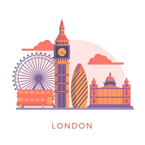 Flat Modern Londons Landmarks Vector Illustration 273697 Vector Art At