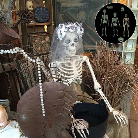 Odomy Diy Halloween Prop Luminous Human Skeleton Hanging Fluorescence