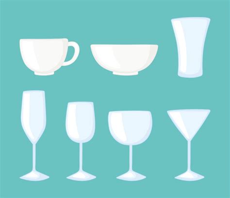 Plastic Or Glass Cups Bottles Mockups Kitchen Glassware Utensils Icons 1825864 Vector Art At