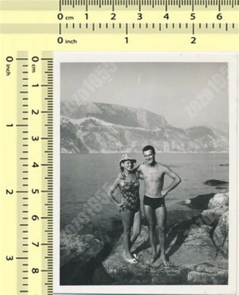Beach Swimsuit Woman Swimwear Lady Shirtless Man Trunks Vintage