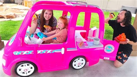 Barbie Dream Camper Adley Pretend Play With Her First Power Wheels Backyard Adventure Routine