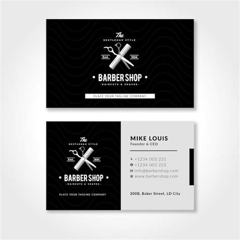 Premium Vector Barbershop Business Card Template With Black And White