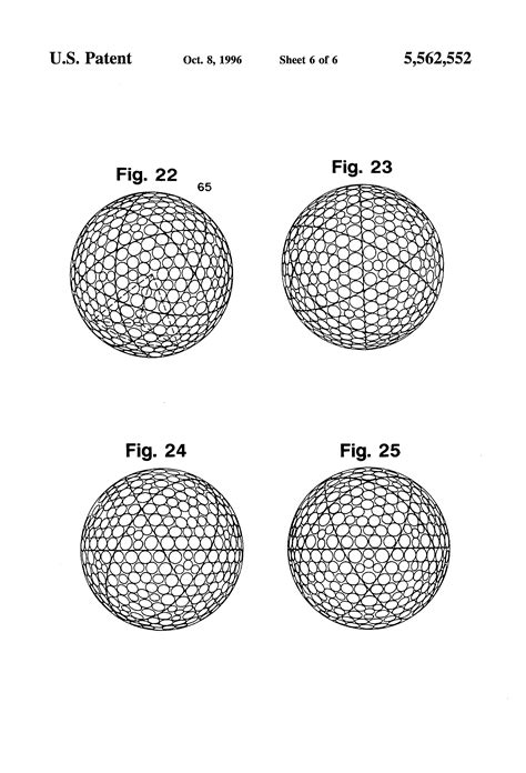 Patent Us5562552 Geodesic Icosahedral Golf Ball Dimple Pattern