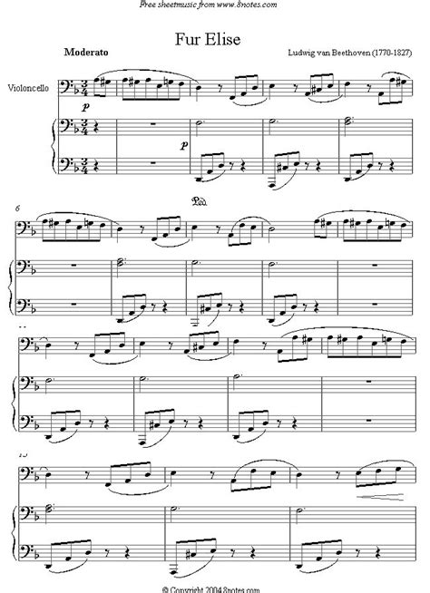 It is interesting to note that the piece is written in what is called a rondo form. Beethoven - Fur Elise sheet music for Cello | Sheet music ...