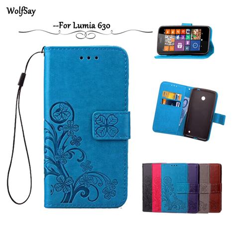 Wolfsay For Case Nokia Lumia 630 Cover Flip Leather Wallet Case For