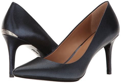 Calvin Klein Womens Gayle Leather Pointed Toe Classic Pumps Navy Size