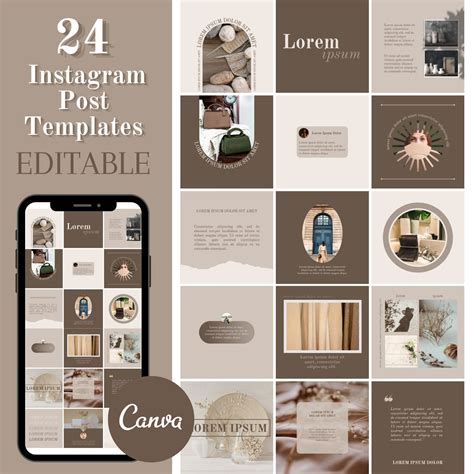 30 Neutral Nude Brown Canva Instagram Post Templates Editable Etsy
